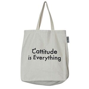 Details by Precious Tails ‘Cattitude is Everything’ ivory cotton canvas tote bag